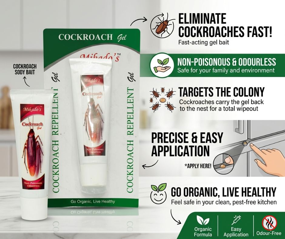 Mikado’s Cockroach Gel | Non-Toxic Formula | Keeps Cockroaches Away | Long-Lasting Effect