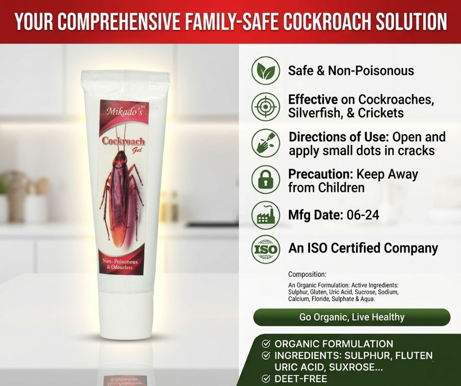 Mikado’s Cockroach Gel | Non-Toxic Formula | Keeps Cockroaches Away | Long-Lasting Effect