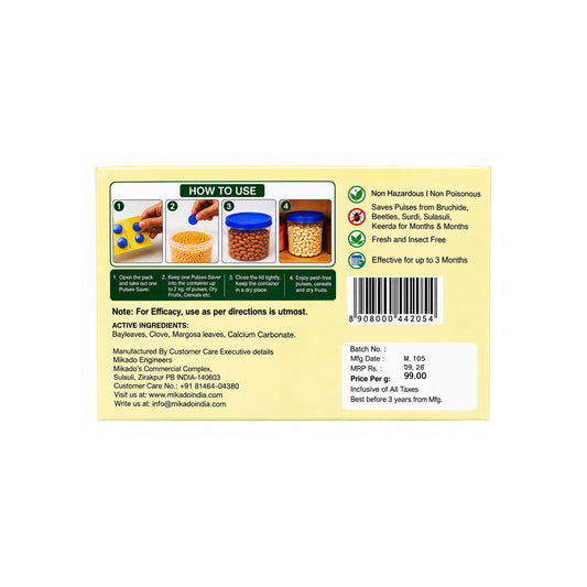 Mikado's  Pulses Saver | Storage Protector for Pulses & Dry Foods | Non-Toxic | Reliable Protection