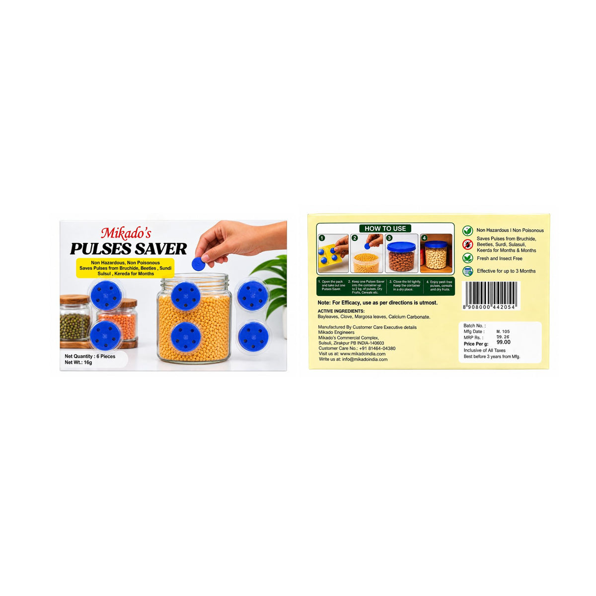 Mikado's  Pulses Saver | Storage Protector for Pulses & Dry Foods | Non-Toxic | Reliable Protection