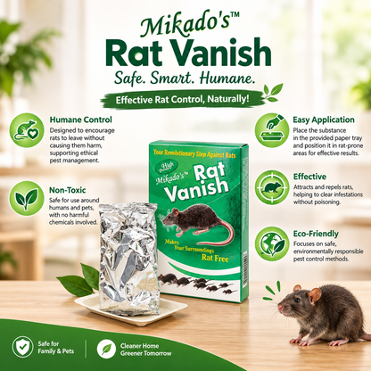 Mikado's Rat Vanish | Powerful Rat Destroyer | Fast-Acting Rodent Control | Effective for Home & Warehouse