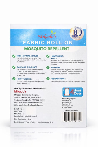 Mikado Mosquito Protection Combo – Fabric Roll-On for Kids & 100ml Spray | Natural & Non-Toxic